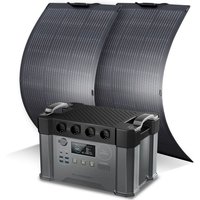 S2000 Tragbares Powerstation mit 2 x 100W Flexibles Solar Panel 1500Wh 2000W (4000W Spitzenwert) akku Solargenerator Mobiler Stromspeicher Power von ALLPOWERS