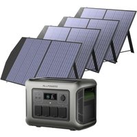 R1500 lite Tragbare Powerstation mit 4 x 100W Solarpanel, 1056Wh lfp Batterie Backup mit 4x1600W ac Ausgäng, Schnellladung von 0-80% in 40 Mins Solar von ALLPOWERS