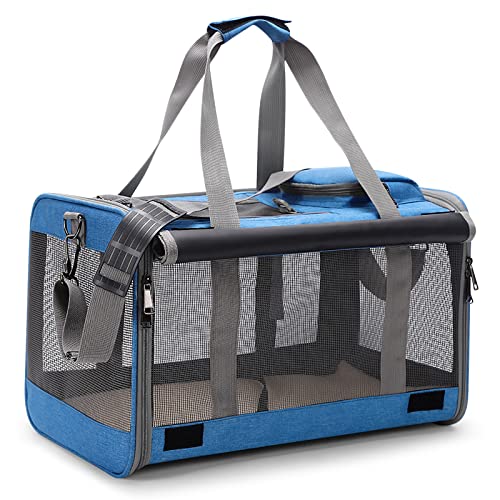 ALLSOPETS Faltbare Hundetragetasche Katzentragetasche Haustiertragetasche Atmungsaktiv Hundetasche Transportbox Schultertaschen für Reisen Wandern Camping Blau von ALLSOPETS