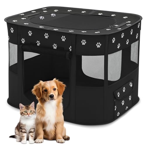 ALLSOPETS Welpenauslauf Faltbarer Laufstall Hund Katze, Tragbarer Welpenlaufstall Hundebox Freigehege mit Tragetasche für Innen, Außen, Reisen und Camping (Schwarze Pfote, M) ALLSOPETS Welpenauslauf Faltbarer Laufstall Hund Katze, Tragbarer Welpenlaufstall Hundebox Freigehege mit Tragetasche für Innen, Außen, Reisen und Camping (Schwarze Pfote, M) von ALLSOPETS