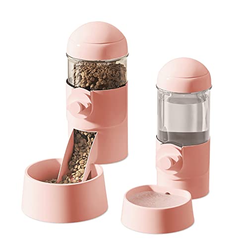 ALLSOPETS Hängender Futter und Wasserspender im Set für Kleintiere (Kaninchen Meerschweinchen Hamster Hund Katze) - Einfach zu Reinigen und Aufzuhängen im Käfig oder Zwinger Rosa von ALLSOPETS