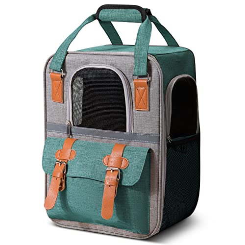 ALLSOPETS Haustier Hunde Rucksäcke Hunderucksack Tragetasche für Katzen Tragbar Transport Rucksack Reisen Tragetasche für Haustiere Große Katzen Kleine Hunde Grün von ALLSOPETS