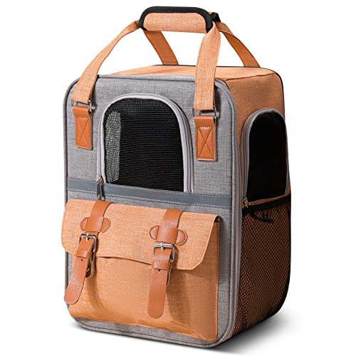 ALLSOPETS Haustier Hunde Rucksäcke Hunderucksack Tragetasche für Katzen Tragbar Transport Rucksack Reisen Tragetasche für Haustiere Große Katzen Kleine Hunde Orange von ALLSOPETS