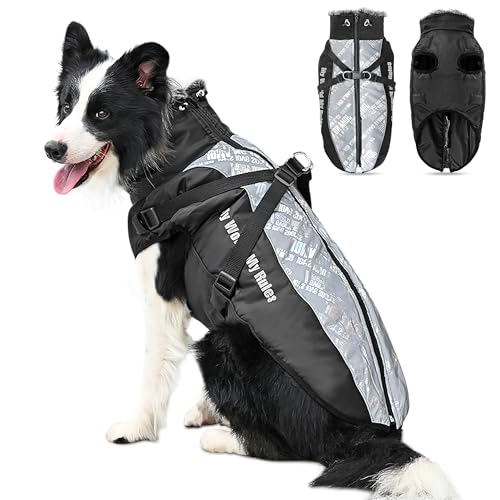 ALLSOPETS Warmer Hundemantel Wasserdichter Hundejacke für Hunde mit Reflektierenden Streifen Stilvolle Winterweste für Kaltes Wetter Bequemer Schneemantel (Blendweiß, 3XL) von ALLSOPETS