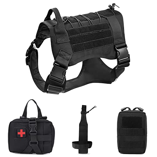 Hundegeschirr mit MOLLE System - ALLSOPETS Geschirr für Mittel- und Große Hunde mit Wasserflaschentasche Erste-Hilfe-Tasche und Mehrzwecktasche (Schwarz, M) Hundegeschirr mit MOLLE System - ALLSOPETS Geschirr für Mittel- und Große Hunde mit Wasserflaschentasche Erste-Hilfe-Tasche und Mehrzwecktasche (Schwarz, M) von ALLSOPETS