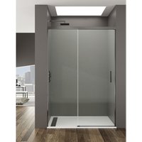 ALLSTONE BASIC Duschabtrennung 1+1 ohne Bodenprofil 5 Farben 2 Glasarten 6mm in Aluminium Titan-profil 95-100 cm Transparentes glas von ALLSTONE