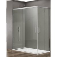 ALLSTONE BASIC Duschkabine 2+2 ohne Bodenprofil 5 Farben 2 Glasarten 6mm in Aluminium Chrom-profil 100x90 cm Transparentes glas von ALLSTONE