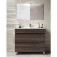 Allstone - Badezimmer-Set caprera mit 2 Schubladen und einer Tür, 7 verschiedene Farben, 15 Maße, inkl. Möbel, Waschbecken und Spiegel, Tea Esche von ALLSTONE