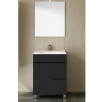 Allstone - Badezimmer-Set mit 2 Schubladen und zwei Türen – 7 Farben – 15 Maße – inklusive Möbel, Waschbecken und Spiegel – Graphit 60x35Cm von ALLSTONE