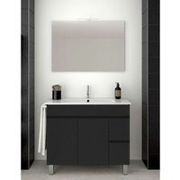 Allstone - Badezimmer-Set mit 2 Schubladen und zwei Türen – 7 Farben – 15 Maße – inklusive Möbel, Waschbecken und Spiegel – Graphit 70x45Cm Allstone - Badezimmer-Set mit 2 Schubladen und zwei Türen – 7 Farben – 15 Maße – inklusive Möbel, Waschbecken und Spiegel – Graphit 70x45Cm von ALLSTONE