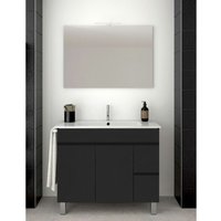 Allstone - Badezimmer-Set mit 2 Schubladen und zwei Türen – 7 Farben – 15 Maße – inklusive Möbel, Waschbecken und Spiegel – Graphit 90x45Cm Allstone - Badezimmer-Set mit 2 Schubladen und zwei Türen – 7 Farben – 15 Maße – inklusive Möbel, Waschbecken und Spiegel – Graphit 90x45Cm von ALLSTONE