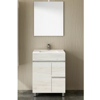 Allstone - Badezimmer-Set mit 2 Schubladen und zwei Türen – 7 Farben – 15 Maße – inklusive Möbel, Waschbecken und Spiegel – Nordisches Weiß 60x35Cm Allstone - Badezimmer-Set mit 2 Schubladen und zwei Türen – 7 Farben – 15 Maße – inklusive Möbel, Waschbecken und Spiegel – Nordisches Weiß 60x35Cm von ALLSTONE