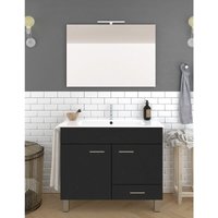 Allstone - Samos Badezimmer-Set mit 2 Türen und einer Schublade, 7 verschiedene Farben, 15 Maße, inkl. Möbel, Waschbecken und Spiegel, Graphit 60x35Cm Allstone - Samos Badezimmer-Set mit 2 Türen und einer Schublade, 7 verschiedene Farben, 15 Maße, inkl. Möbel, Waschbecken und Spiegel, Graphit 60x35Cm von ALLSTONE