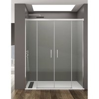 Basic Duschabtrennung 2+2 ohne Bodenprofil 5 Farben 2 Glasarten 6mm in Aluminium Chrom-profil 190-200 cm Transparentes glas - Allstone von ALLSTONE
