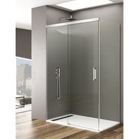 Allstone - basic Duschkabine 1+1 Mit 8mm fester Seite ohne Bodenprofil 5 Farben 2 Glasarten 6mm in Aluminium Chrom-profil 170x70 cm Transparentes glas von ALLSTONE