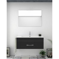 Badezimmer-Set Florenz Schubladen - 8 verschiedene Farben - 14 Größen - inkl. Möbel, Waschbecken und Spiegel - Graphit 90x45Cm von ALLSTONE