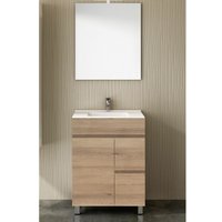 Badezimmer-Set mit 2 Schubladen und zwei Türen – 7 Farben – 15 Maße – inklusive Möbel, Waschbecken und Spiegel – Sand 60x45Cm von ALLSTONE