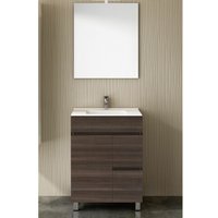 Badezimmer-Set mit 2 Schubladen und zwei Türen – 7 Farben – 15 Maße – inklusive Möbel, Waschbecken und Spiegel – Tea Esche 50x40Cm von ALLSTONE