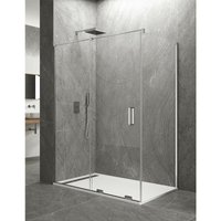 Keres Duschwand - Duschkabine 1+1 Mit Fester Seite ohne Unter- und Oberprofil Glas 8 mm 160x75 cm Parallele Stabilisierungsstange - Allstone von ALLSTONE