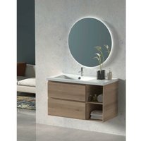 Zeus Badezimmer-Set mit 7 Farben (siehe 3. Bild) 90 cm - mit Möbel, rundem Spiegel mit Hintergrundbeleuchtung Sand von ALLSTONE