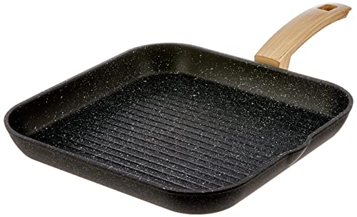 ALLUFLON Etnea Wood Edition Grillpfanne, Aluminium, schwarz, 28/28 cm von ALLUFLON