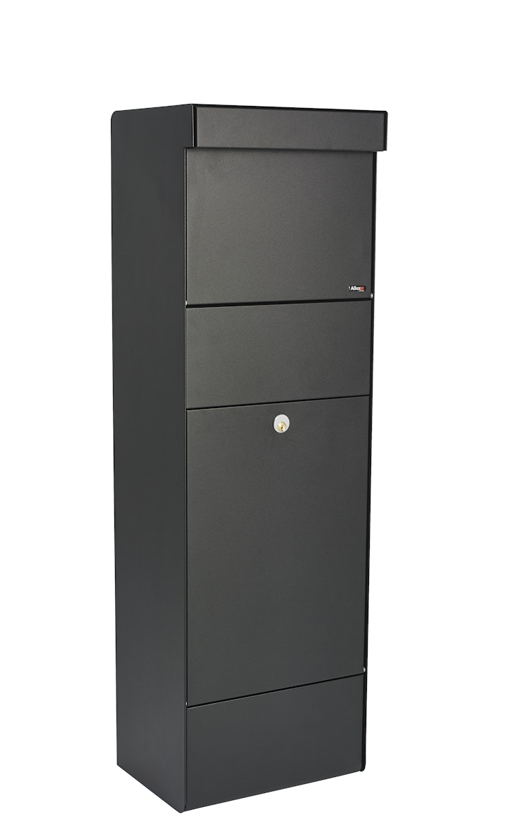 ALLUX Grundform  Design Paket-Briefkasten - Schwarz, mit 5x Frontplatten von ALLUX