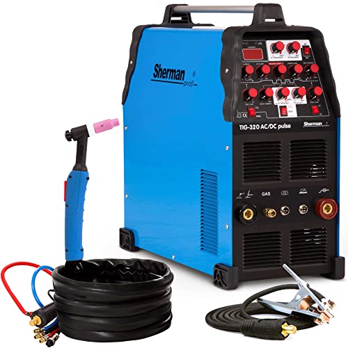 Sherman TIG 320 AC/DC Pulse - Profi Aluminium Schweißgerät - 320A / 400V - WIG Schweißgerät AC DC Puls - Hochleistung: 100% Einschaltdauer bei 200A - Set:Solo von ALLWELD