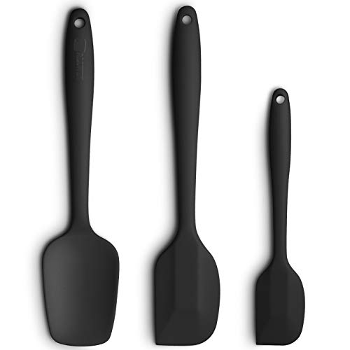 Silikon Spatel 3-teiliges Set, Ergonomischer Griff Hohe Hitzebeständige Spatel, Antihaft-Gummispachtel mit Edelstahlkern, Schwarz von ALLWIN-HOUSEWARE W