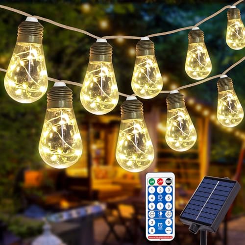 Solar Lichterkette Aussen 16 Glühbirnen, 8.3M 80LED Lichterkette Außen Solar Wasserdicht, 8 Modi Lichterkette Outdoor Vintage Hanfseil für Garten Terrasse Hochzeit Pavilion Balkon (Solarenergie) von ALLWIN