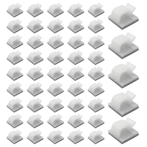 ALLY-MAGIC 50 Stück Kabelhalter, Outdoor Kabel Clips Kabelführung Organizer Kabelclips Selbstklebend Kabelklemmen Kabelmanagement Haken Draht Halter für Lichterketten E9-BXJ(Weiß) von ALLY-MAGIC