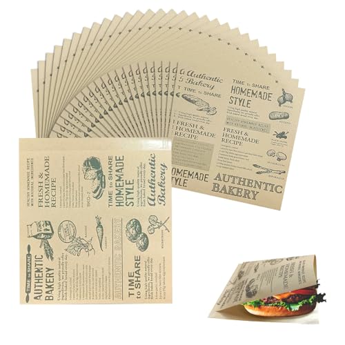 ALLY-MAGIC Backpapier Zeitungsoptik,Burger Papier,Buffet Zubehör Deli Papierblätter Backpapier Zuschnitte Ölbeständiges Sicheres Deli Wrap Papier für Sandwiches, Pommes, Kuchen, Brot E23-SPBZZ von ALLY-MAGIC