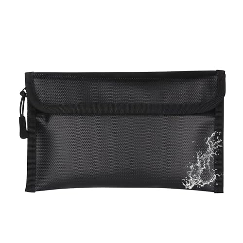 ALLY-MAGIC Feuerfeste Dokumententasche,Dokumententasche Feuerfeste Geldkassette,Geldtasche Feuersichere wasserdichte Tasche Hülle Beutel Behälter für Wertsachen Passport Dokumente Geld E23-HSFHWJD von ALLY-MAGIC