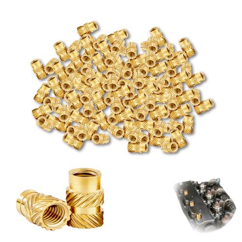 ALLY-MAGIC Gewindeeinsatz, Einschmelzgewinde M4x6x6 mm, 100 Stück Einpressmuttern Messingmuttern Gewindeeinsatz für 3D-Druckkomponenten und Kunststoffteile E22-TBRRLMM4 von ALLY-MAGIC