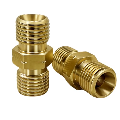 ALLY-MAGIC Messing Gasschlauch Verbinder 1/4, 2 Stück Doppelnippel 1/4'' AG Links, Kupplung Propan Acetylen Gasschlauch Außengewinde, Adapter Gasschlauche für Klimaanlagen Solaranlagen E21HTQPPSH2 von ALLY-MAGIC