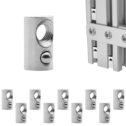 ALLY-MAGIC Nutensteine M8, 40-Serie Nutenstein, T Nutsteine Set, 10 Stück Kohlenstoffstahl Gleitmutter mit Federkugel für Aluminiumprofil-Extrusionsschlitz E21-TXLM von ALLY-MAGIC