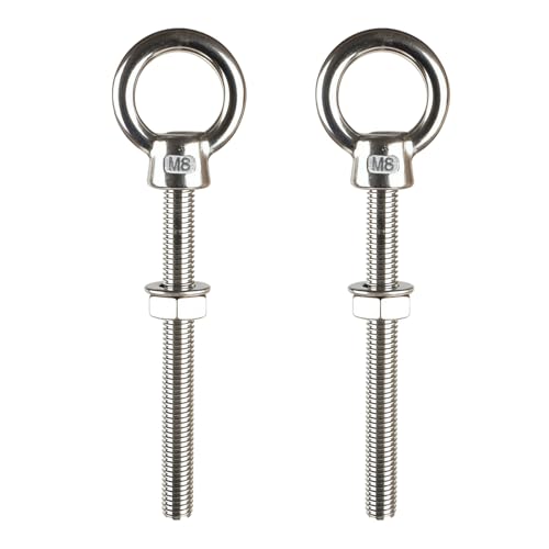 ALLY-MAGIC Ringschraube M8x80mm,Ösenschraube M8, 316 Edelstahl Augbolzen Lang Ringschraube zur Befestigung und Aufhängung E22-DHLSM8 von ALLY-MAGIC