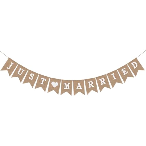 ALLY-MAGIC Wimpelkette Hochzeit, Hochzeit Deko Banner, Just Married Banner, Wimpelkette Deko für Hochzeitszeremonie Fotorequisiten E25-HLZSHF von ALLY-MAGIC