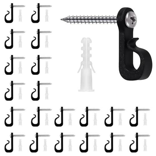 Q-Hanger Schraubhaken, Schraubhaken mit Sicherheitsschnalle für Lichtdraht zum Aufhängen von Lichterketten, Pflanzen, Innen- und Außenbereich, Y5HWDYGG, 20 Stück von ALLY-MAGIC