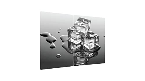 ALLboards Glas Herdabdeckplatte Schneidebrett Eiswürfel Eis Crushed Ice Kaltes Wasser 2er Set Multi-Platte Arbeitsplatte Herdschutz Deko für Küchen Gehärtetes Glas, 2 Stück - 52x30cm von ALLboards
