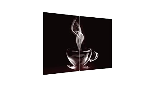 ALLboards Glas Herdabdeckplatte Schneidebrett Kaffee Kaffeetasse Käffchen Espresso 2er Set Multi-Platte Arbeitsplatte Herdschutz Deko für Küchen Gehärtetes Glas, 2 Stück - 52x30cm von ALLboards