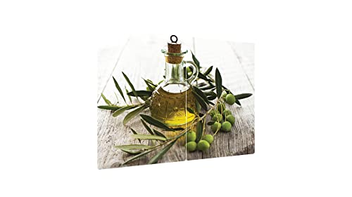 ALLboards Glas Herdabdeckplatte Schneidebrett Olivenöl Olive Olivenbaum Olea Ölbaum Olivenduft Duft 2er Set Multi-Platte Arbeitsplatte Herdschutz Deko für Küchen Gehärtetes Glas, 2 Stück - 52x30cm von ALLboards