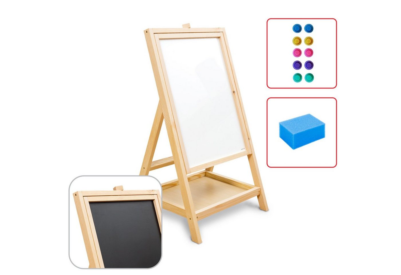 ALLboards Standtafel Kindertafel Staffelei Doppelseitige Whiteboard Kreide 120cm von ALLboards