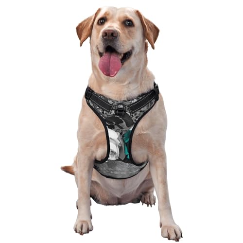 Haustier-Traktionsweste, Brustgurt, Hundegeschirr, für den Außenbereich, mit Hundespaziergängen, Schwarz / Weiß / Blaugrün / Grau von ALLiYa