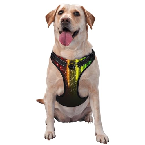 Traktionsweste für Haustiere, mit Brustgurt, Regenbogen, Neonfarben von ALLiYa
