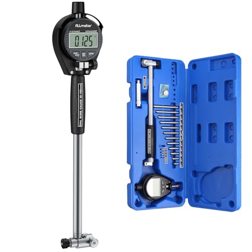 ALLmeter Digital Bohrungsmessgerät, Innenmessuhr 50–160 mm, 0,01 mm Genauigkeit, inkl. 12 Messköpfe und ABS-Box, Ultrapräzise Tieflochmessung, Bore Gauges, Silber von ALLmeter