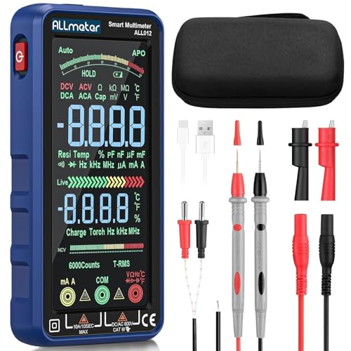 ALLmeter Digital Multimeter 6000 Zählungen Multimeter Messgerät mit Farbbildschirm True RMS Voltmeter misst AC/DC Spannung, Strom, Kapazität, Widerstand, Dioden, Frequenz, Temperatur, und NCV von ALLmeter