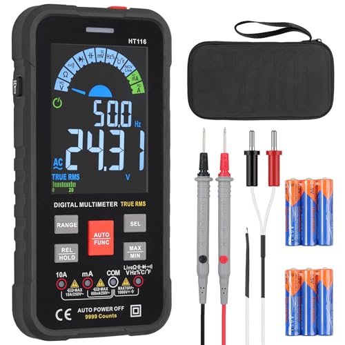 ALLmeter Digital Multimeter mit 10000 Zählungen Voltmeter mit Farbbildschirm TRMS Strommessgerät misst AC/DC Spannung Strom Kapazität Widerstand Dioden Frequenz Temperatur NCV für Elektriker von ALLmeter