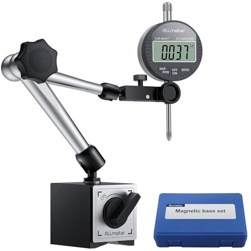 ALLmeter Digitale Messuhr 0-25,4mm/1 Zoll mit Magnethalter 176lbs/80 kg Elektronisch Messtaster metrische Umrechnung mit LCD Anzeige Digital Indikator Messgerät für 3D Drucker Labor Werkstatt von ALLmeter