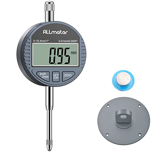 ALLmeter 0.01/0.0005'' Digital Messuhr 0-25.4 mm/1" mit Toleranzfunktion Zoll/metrische Umrechnung Dial Indicator Messgerät für Labor Werkstatt 3D-Drucker von ALLmeter