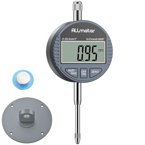 ALLmeter 0.01/0.0005'' Digital Messuhr 0-25.4 mm/1" mit Toleranzfunktion Zoll/metrische Umrechnung Dial Indicator Messgerät für Labor Werkstatt 3D-Drucker von ALLmeter